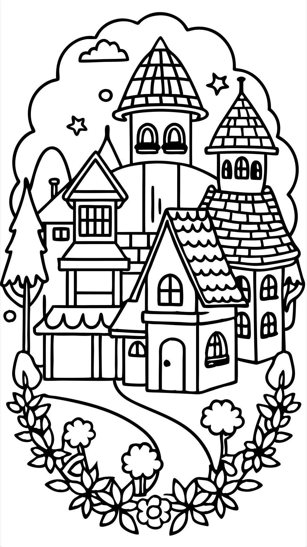 adult coloring pages houses